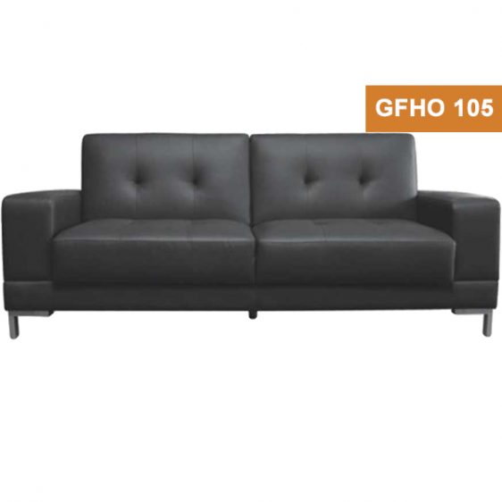 Black Two Seater Leather Sofa